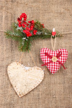 ipi, çuval bezi arka plan dekoratif Kalpler