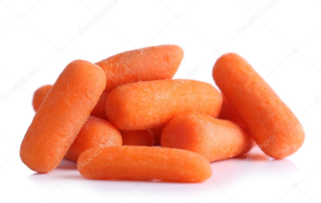 Baby carrot sticks isolated on white — Stock Photo © belchonock 37046031