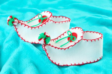 kumaş arka plan dekoratif yılbaşı ayakkabıları