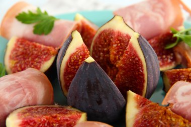 lezzetli incir ile jambon, yakın çekim