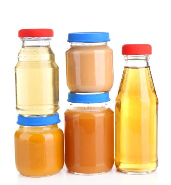 Cam Kavanoz bebek maması üzerine beyaz izole