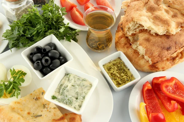 Traditional Turkish breakfast close up — Stock Photo, Image