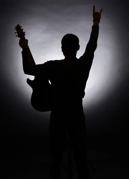 Silhouette chitarrista — Foto Stock