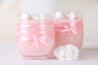 lezzetli yoğurt ile marshmallow, yakın çekim