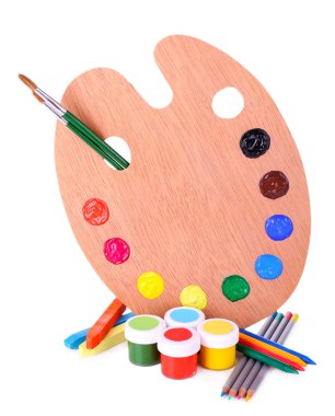 çeşitli yaratıcı araçlar üzerinde beyaz izole bileşimi