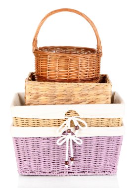 birçok farklı sepet beyaz izole