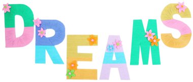 parlak renkli örgü Bahçe beyaz izole ile oluşturulan word rüyalar