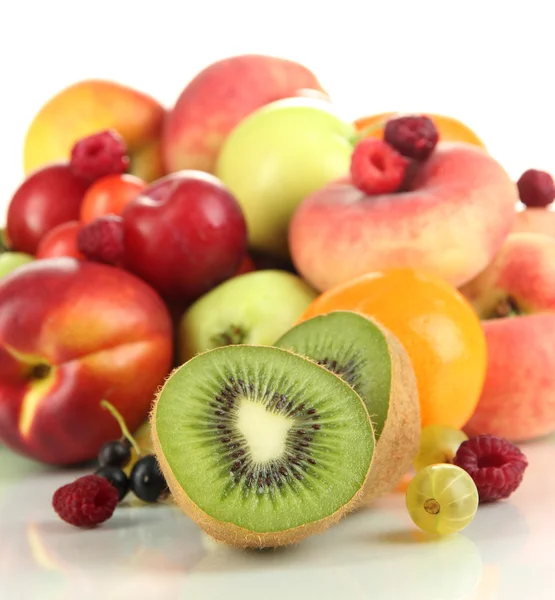 Assortment of juicy fruits, isolated on white — Stock Photo, Image