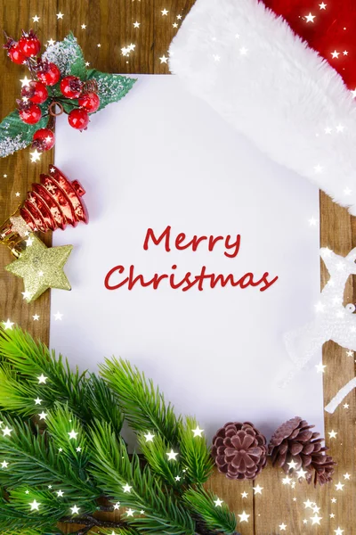 Letter for Santa with Christmas hat on table close-up — Stock Photo, Image