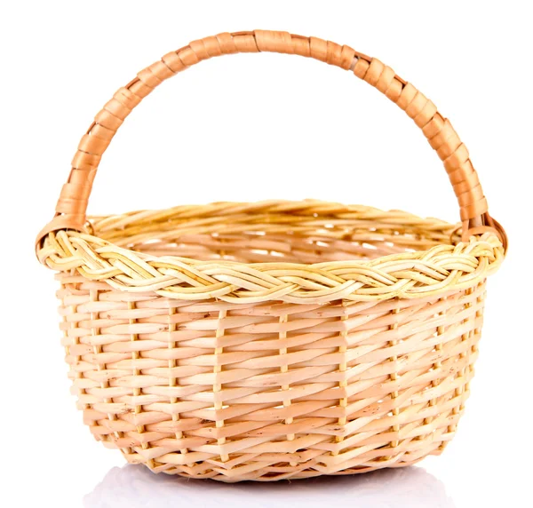 Empty wicker basket, isolated on white — Stock Photo, Image