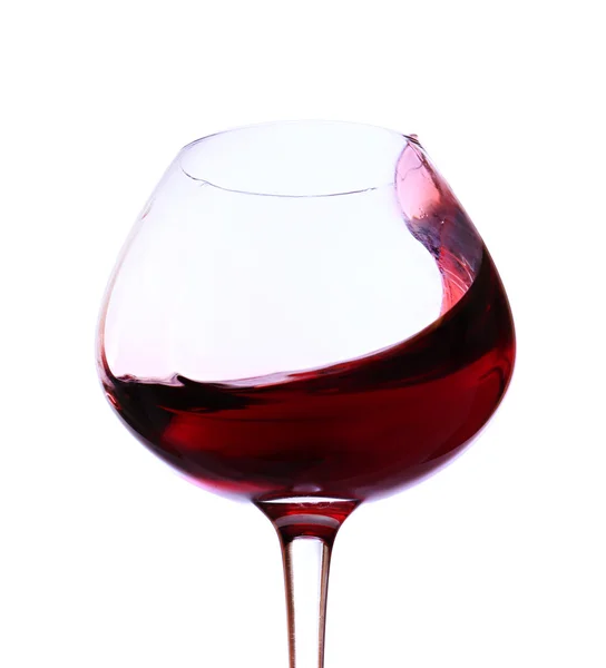 Bicchiere da vino con vino rosso, isolato su bianco — Foto Stock