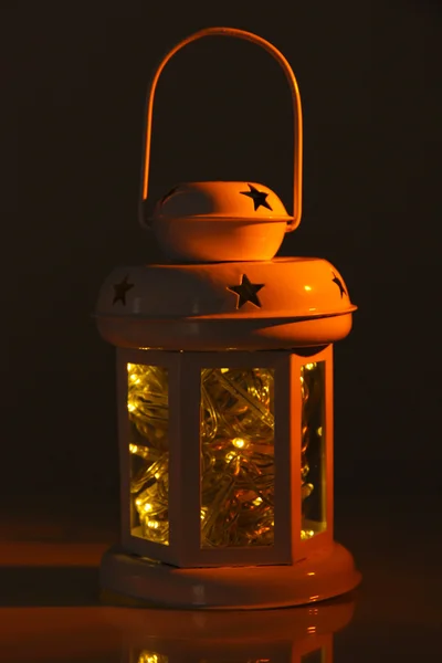 Decorative glowing lantern at night — Stock Photo, Image