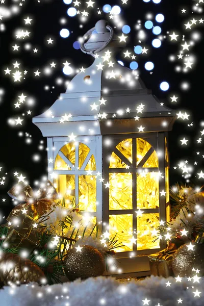 Decorative glowing lantern at night — Stock Photo, Image