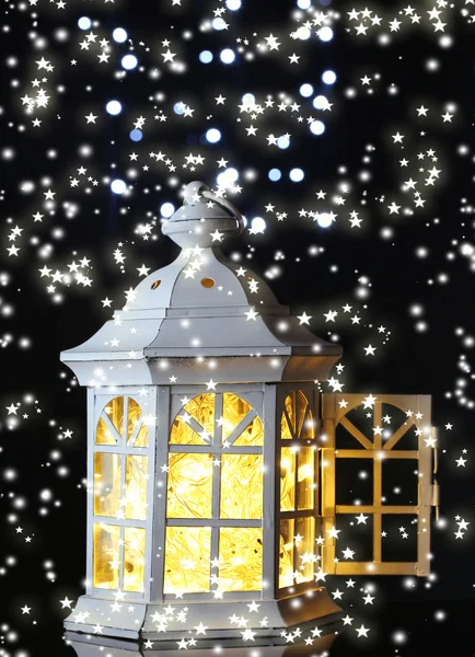 Decorative glowing lantern at night — Stock Photo, Image