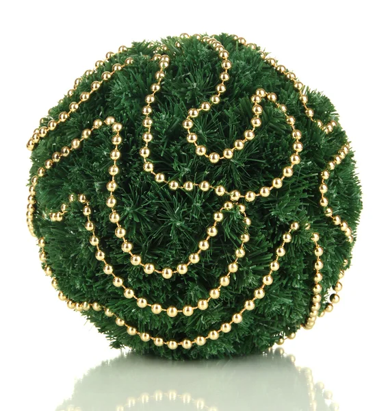 Christmas fir-tree ball with beads isolated on white — Stock Photo, Image