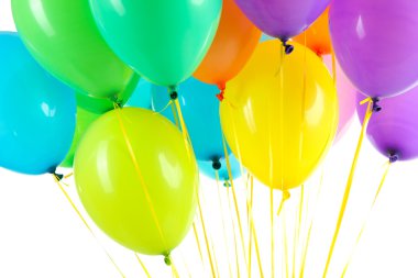Beyaz üzerinde izole edilmiş renkli balonlar