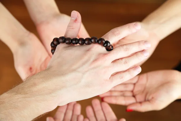 Muslim praying hands on light background — Stock Photo, Image