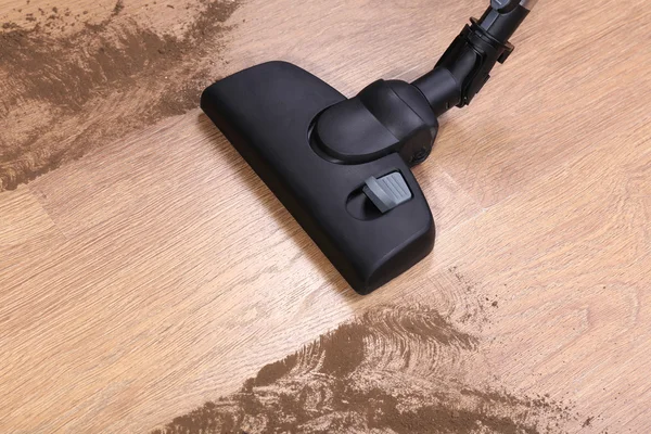 Vacuuming floor in house — Stock Photo, Image