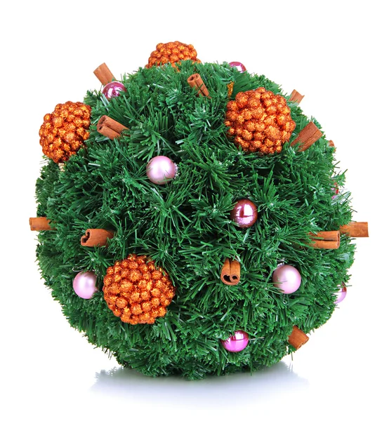 Christmas fir-tree ball with decoration isolated on white — Stock Photo, Image