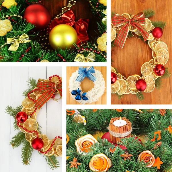 Collage of Christmas wreathes — Stock Photo, Image