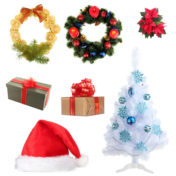 Group of Christmas objects isolated on white — Stock Photo, Image
