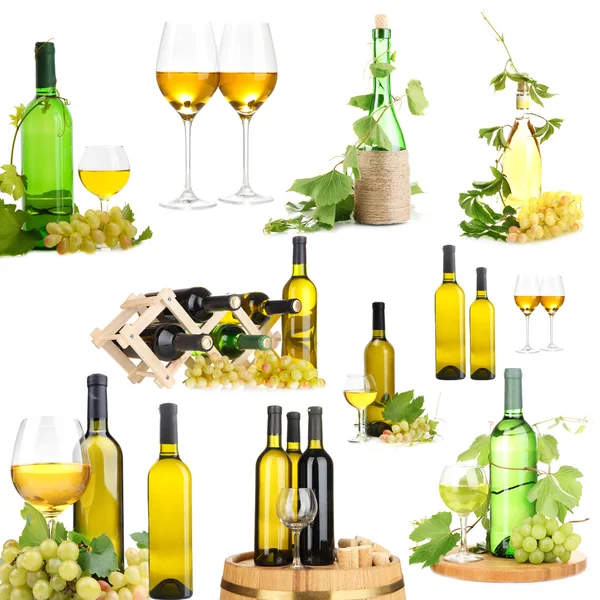 Collage van wijn proeverij geïsoleerd op wit — Stockfoto