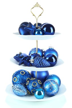 Noel süslemeleri tatlı stand, üzerinde beyaz izole