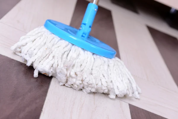 Limpeza da casa com esfregão — Fotografia de Stock