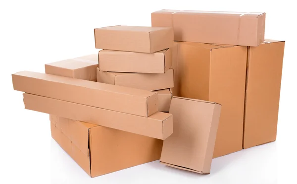 Different cardboard boxes isolated on white — Stock Photo, Image