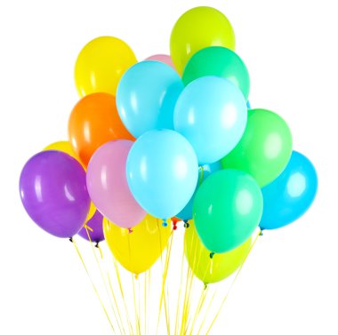 Beyaz üzerinde izole edilmiş renkli balonlar