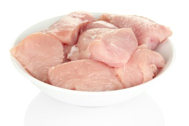 beyaz izole çiğ hindi eti