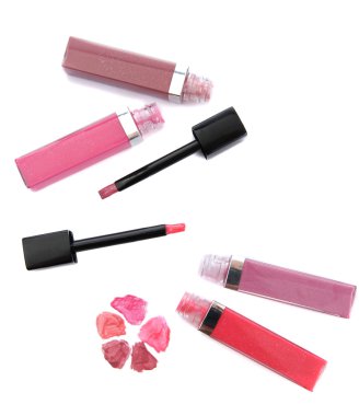 güzel dudak glosses, üzerinde beyaz izole