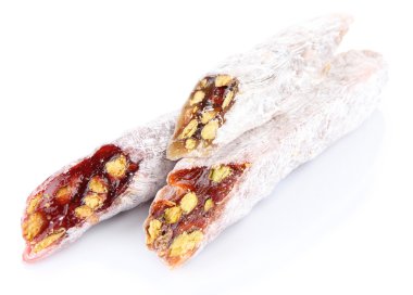 beyaz izole lezzetli oryantal tatlılar (Türk lokumu)