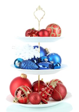 Noel süslemeleri tatlı stand, üzerinde beyaz izole