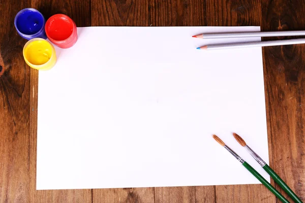 Composition of various creative tools on table close-up — Stock Photo, Image