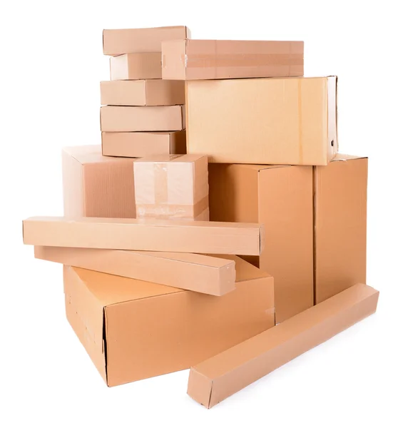 Diferentes cajas de cartón aisladas en blanco —  Fotos de Stock