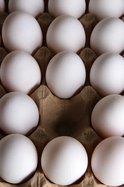 Eggs in paper tray close-up — Stock Photo, Image