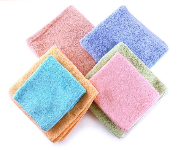 Colorful towels isolated on white — Stock Photo, Image