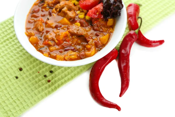 Carne de Maíz de Chili - comida tradicional mexicana, aislada en blanco — Foto de Stock