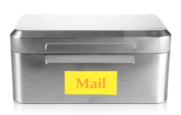 Cassetta postale metallica isolata su bianco — Foto Stock