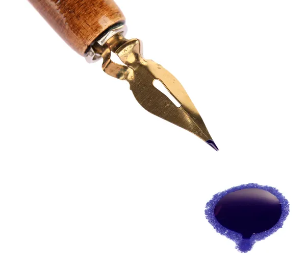 Pen- en Inkthulpprogramma blot, geïsoleerd op wit — Stockfoto