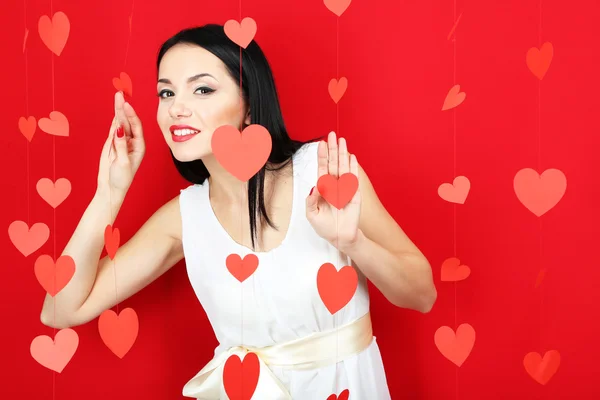 Attraktive junge Frau am Valentinstag — Stockfoto