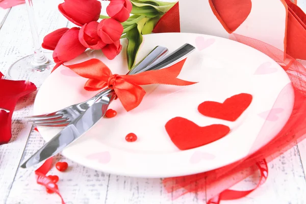 로맨틱 홀리데이 테이블 설정, 클로즈업 — 스톡 사진