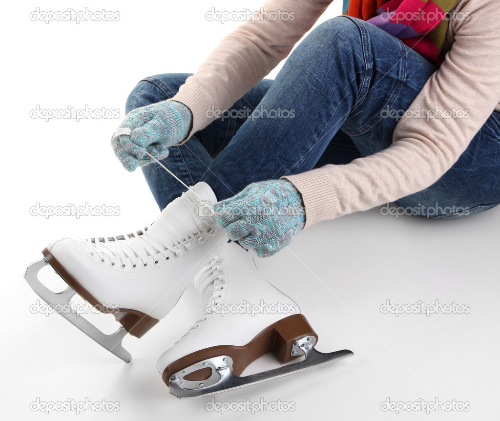 Skater wearing skates isolated on white