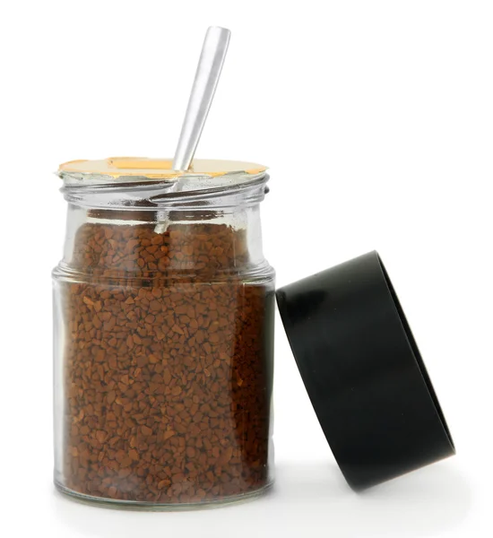 Glas Instant-Kaffee isoliert auf weiß — Stockfoto