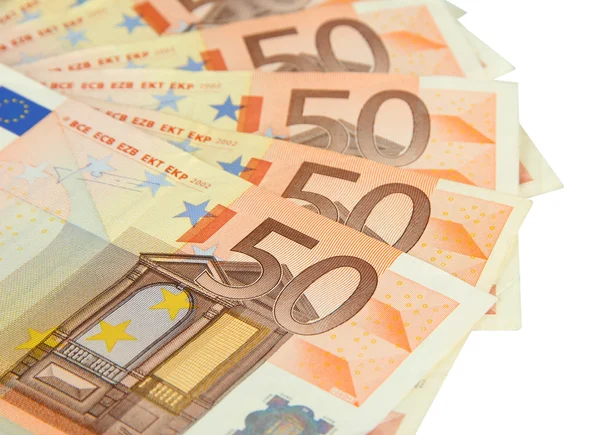 Euro-Banknoten isoliert auf weißem Grund — Stockfoto