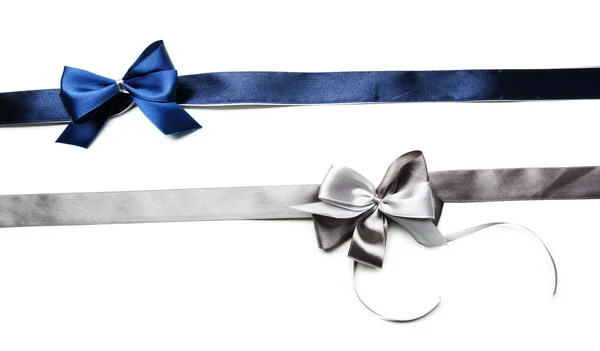 Color gift satin ribbon bows, isolated on white — Stock Photo, Image