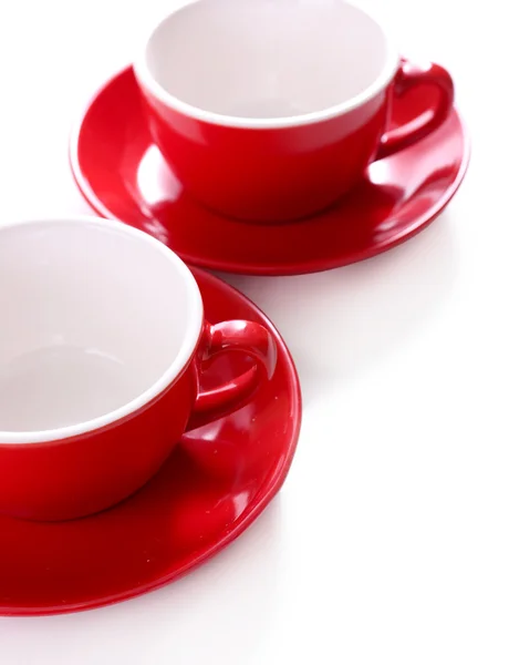 Red cups isolated on white — Stock Photo, Image