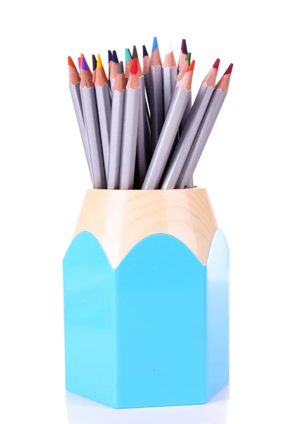 Pencils in stand isolated on white — Stock Photo, Image