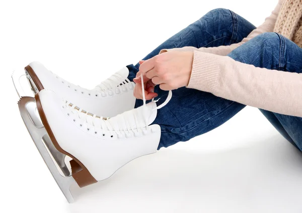Skater dragen rolschaatsen geïsoleerd op wit — Stockfoto